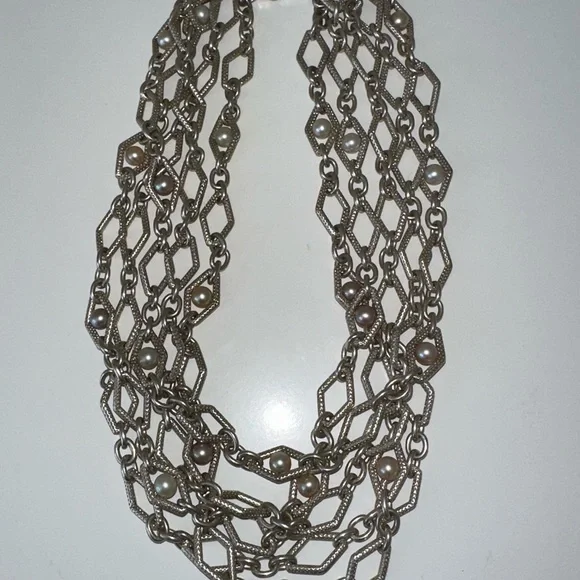 Charles Krypell sterling silver necklace with 14 karat and pearl accents - Picture 7 of 10